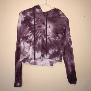 Rue 21 purple tie-dye cropped hoodie